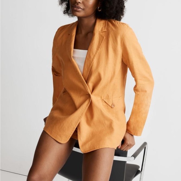 Madewell Double Breasted Crossover Linen Blazer NEW